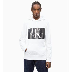Calvin Klein pánská bílá mikina s kapucí Hoodie - XL (112)